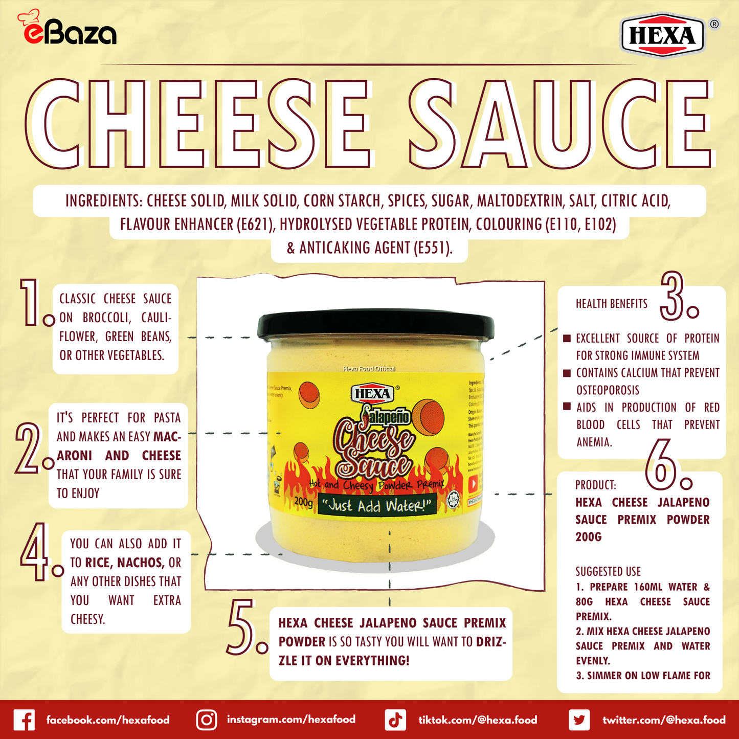 HEXA HALAL Jalapeno Cheese Sauce Premix Powder 200gm