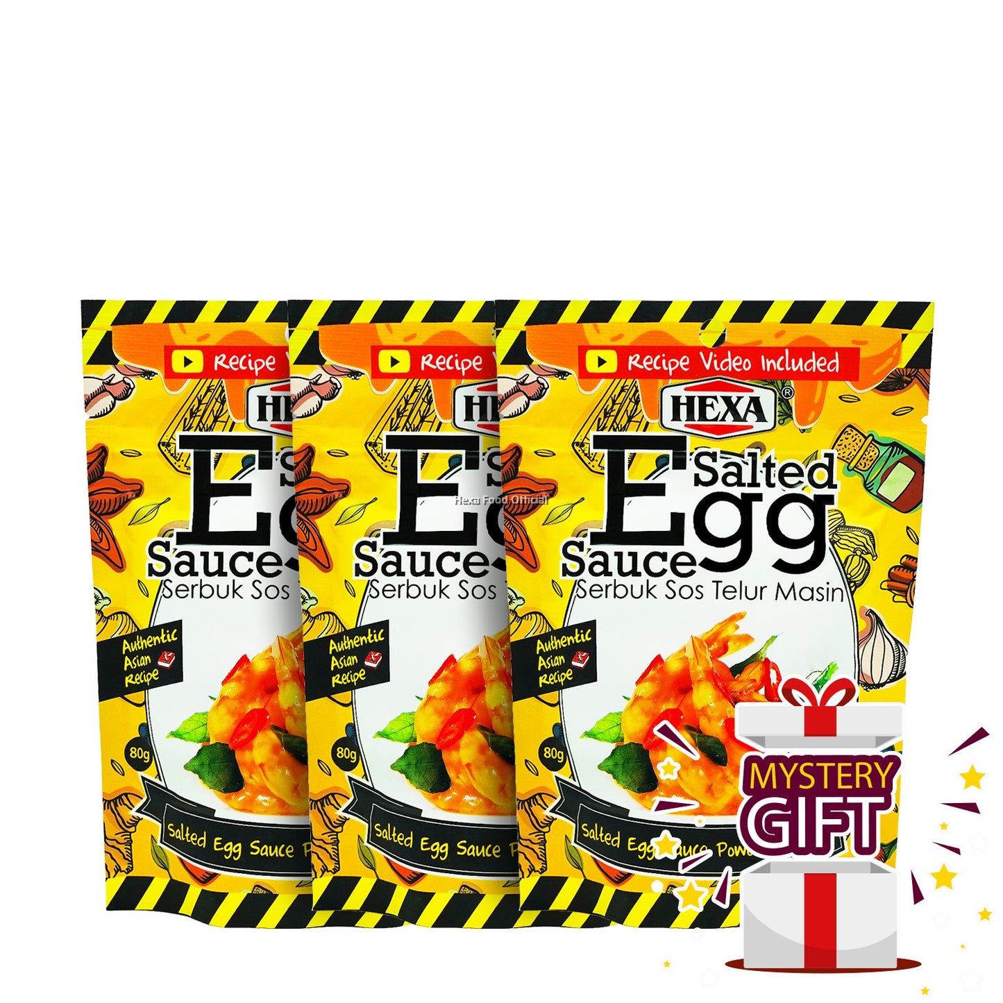 HEXA Salted Egg Sauce Powder Premix 80gm*3 + Free Gift
