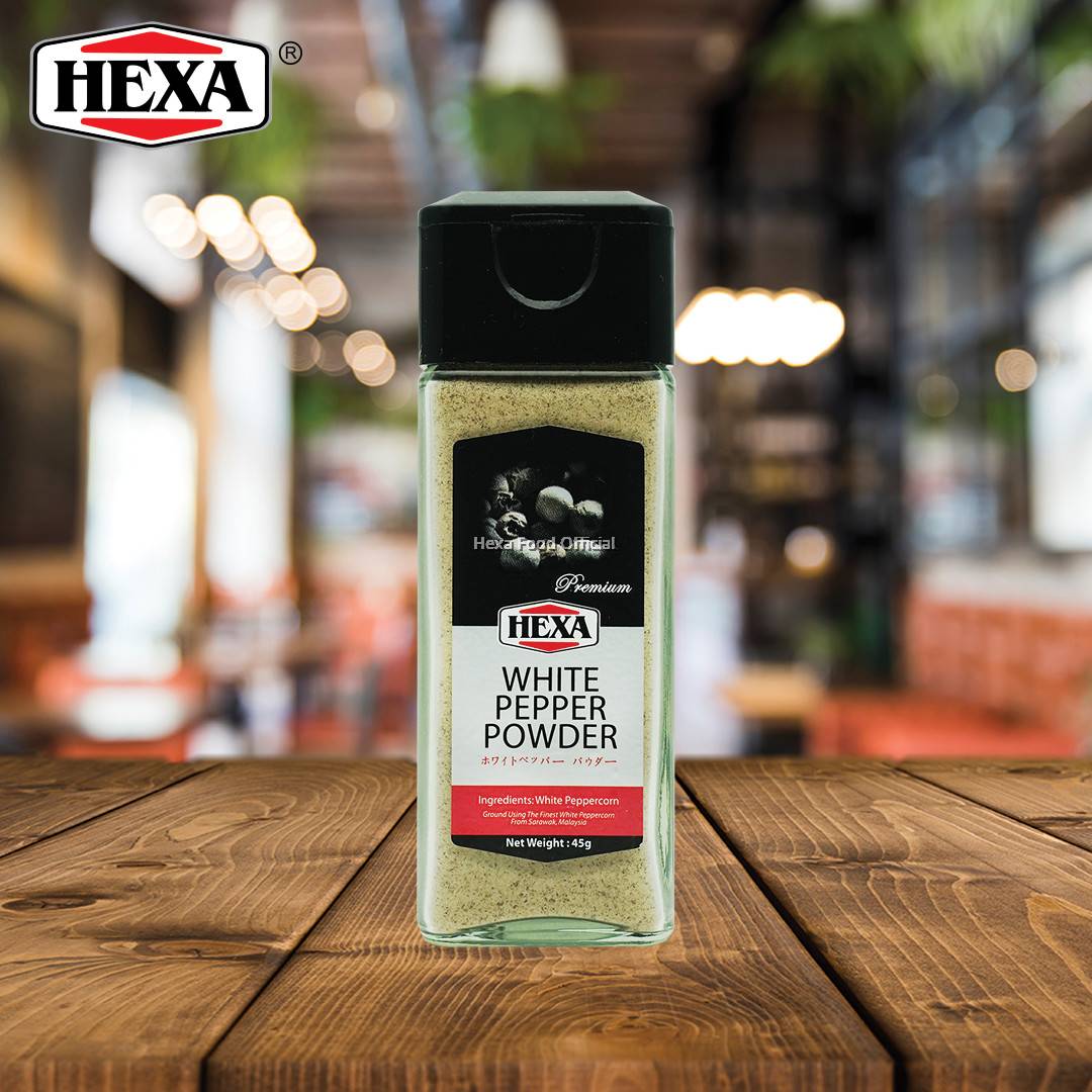 HEXA HALAL White Pepper Powder (Glass Jar) 45gm