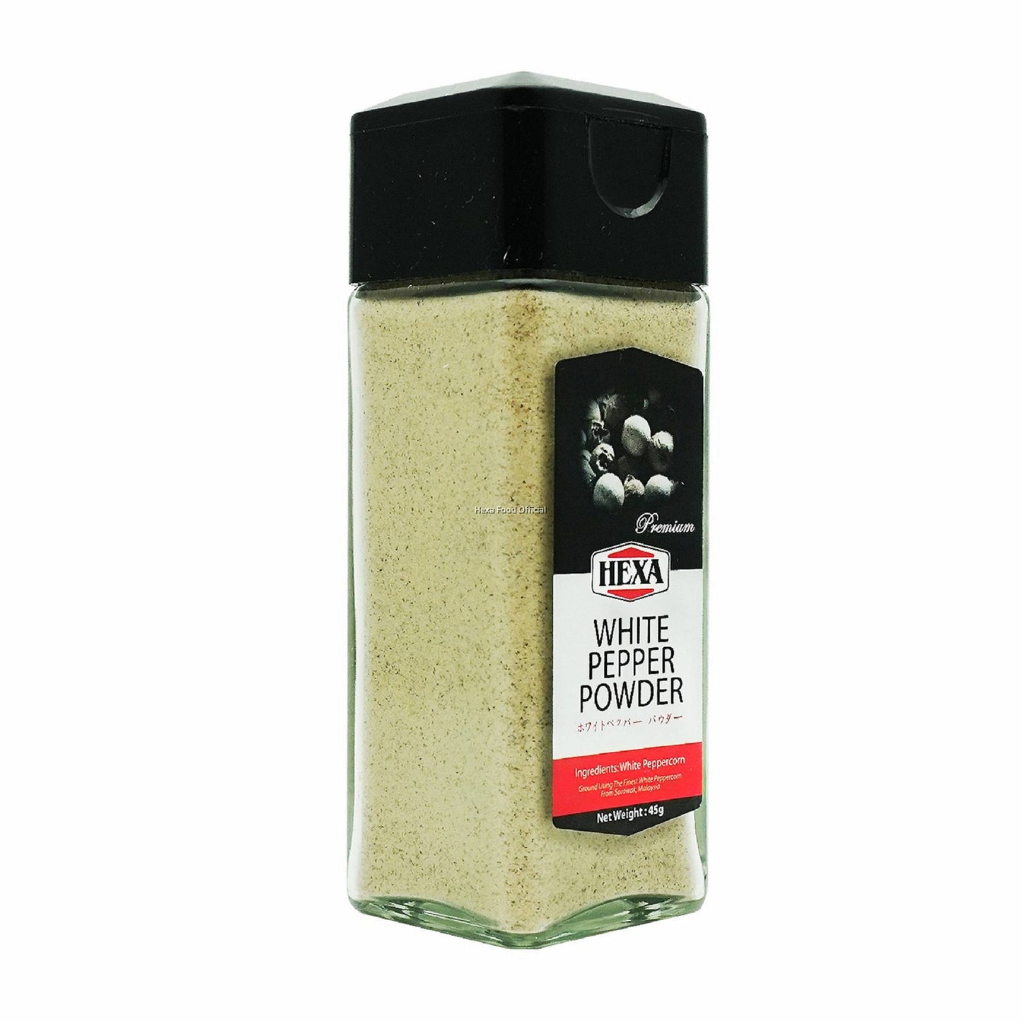 HEXA HALAL White Pepper Powder (Glass Jar) 45gm