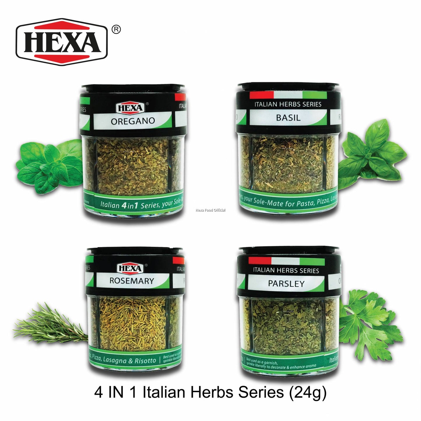 HEXA HALAL Italian 4In1 Herbs Series (24gm) Oregano / Parsley / Rosemary / Basil