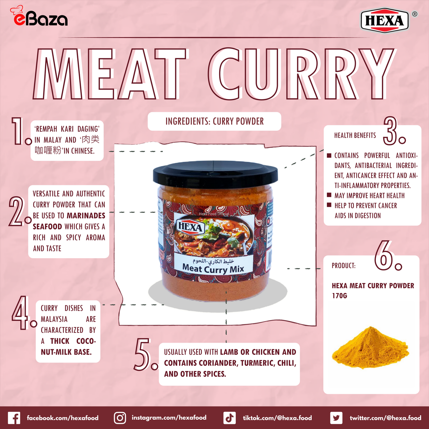 HEXA HALAL Meat Curry Powder 170gm